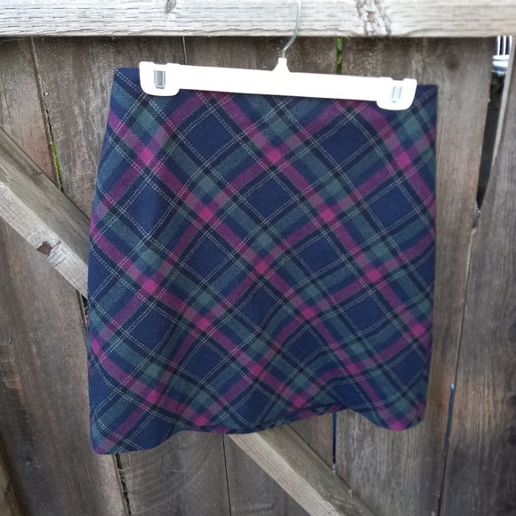 Tartan Plaid Wool Skirt Preppy Dark Academia Grunge Old Money Clueless 6P - Picture 2 of 12